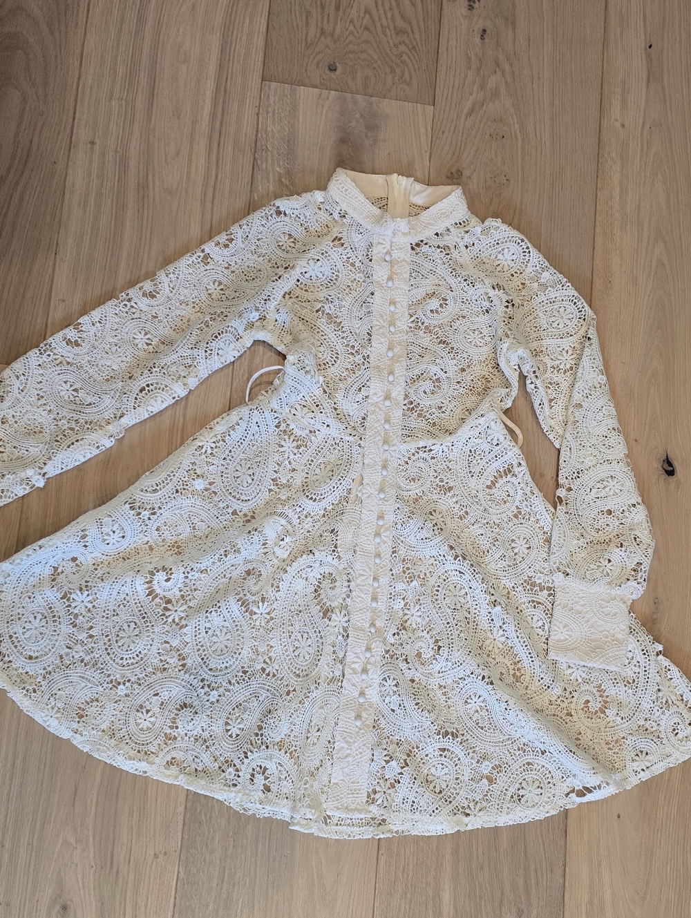 Ivory Crochet Paisley Lace A-Line Dress